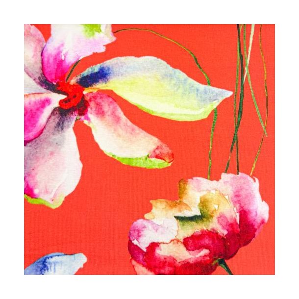 Heavy viscose jersey, Flowers Peach